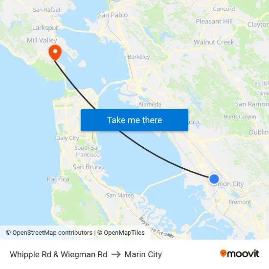 Whipple Rd & Wiegman Rd to Marin City map
