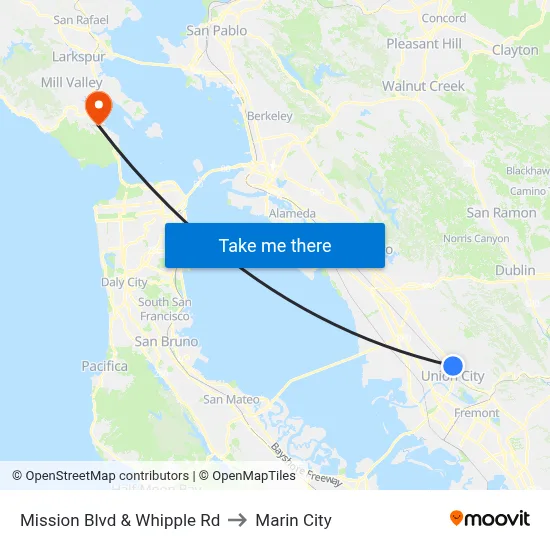 Mission Blvd & Whipple Rd to Marin City map