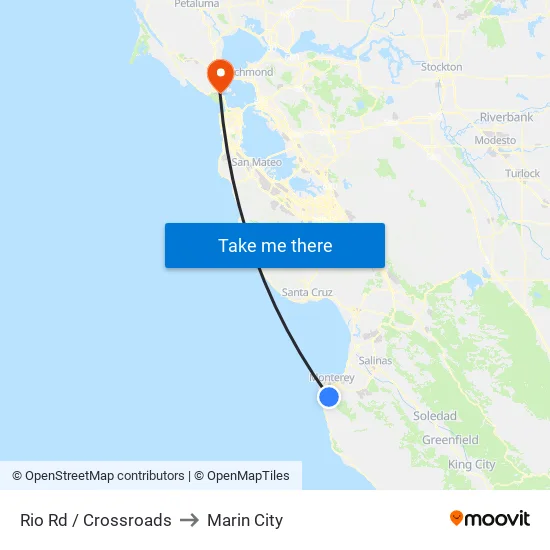 Rio Rd / the Crossroads Carmel (Opp) to Marin City map