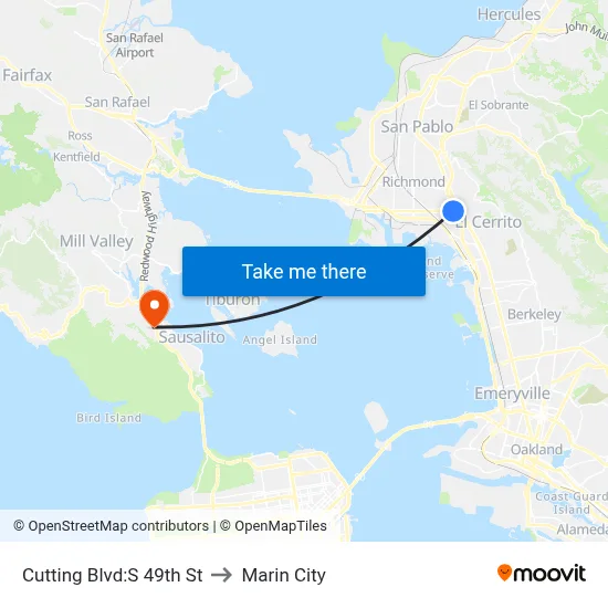 Cutting Blvd:S 49th St to Marin City map