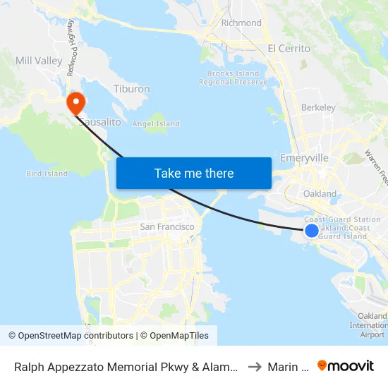 Ralph Appezzato Memorial Pkwy & Alameda College to Marin City map