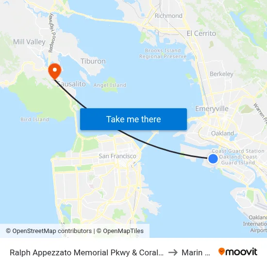 Ralph Appezzato Memorial Pkwy & Coral Sea St to Marin City map