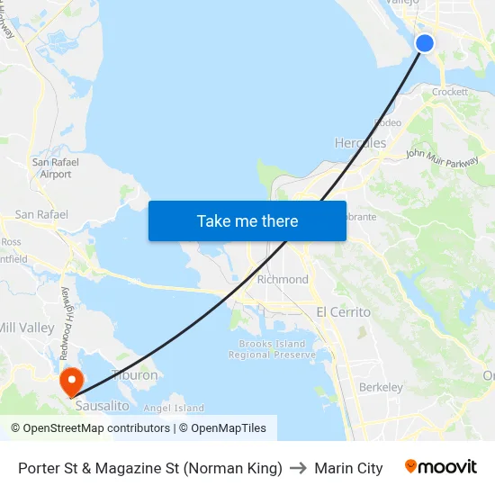 Porter St & Magazine St (Norman King) to Marin City map