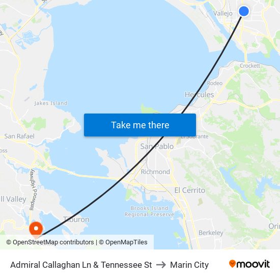 Admiral Callaghan Ln & Tennessee St to Marin City map