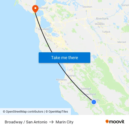Broadway / San Antonio to Marin City map