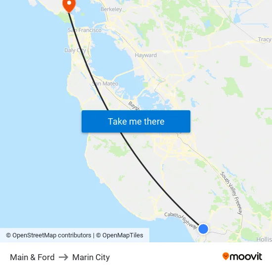 Main & Ford to Marin City map