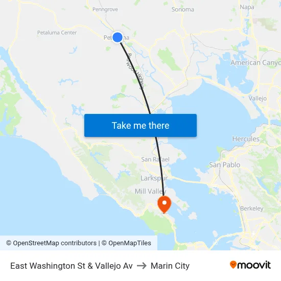 East Washington St & Vallejo Av to Marin City map