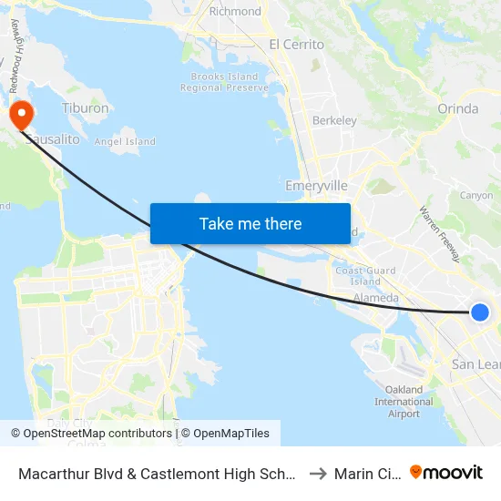 Macarthur Blvd & Castlemont High School to Marin City map