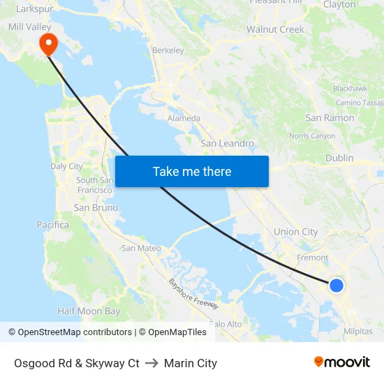 Osgood Rd & Skyway Ct to Marin City map