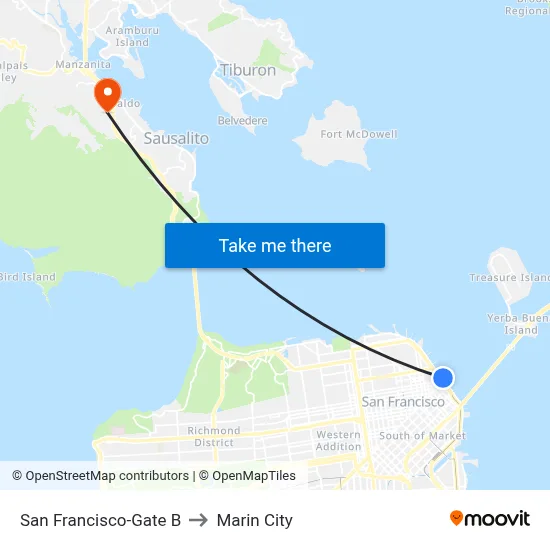 San Francisco-Gate B to Marin City map