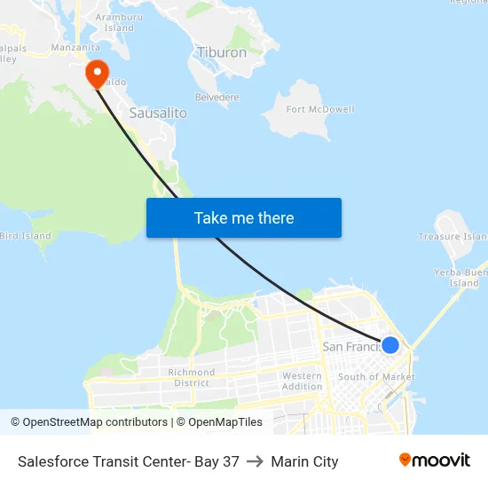 Salesforce Transit Center- Bay 37 to Marin City map