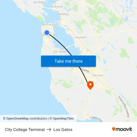 City College Terminal to Los Gatos map