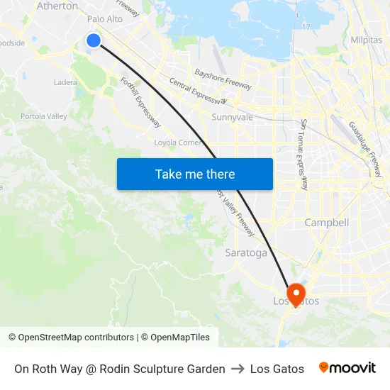 On Roth Way @ Rodin Sculpture Garden to Los Gatos map