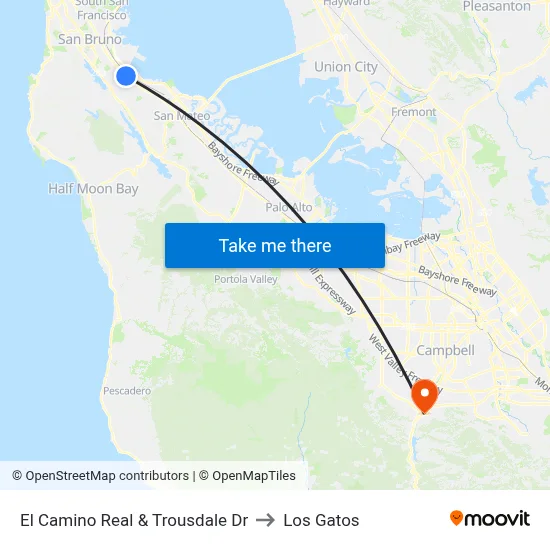 El Camino Real & Trousdale Dr to Los Gatos map