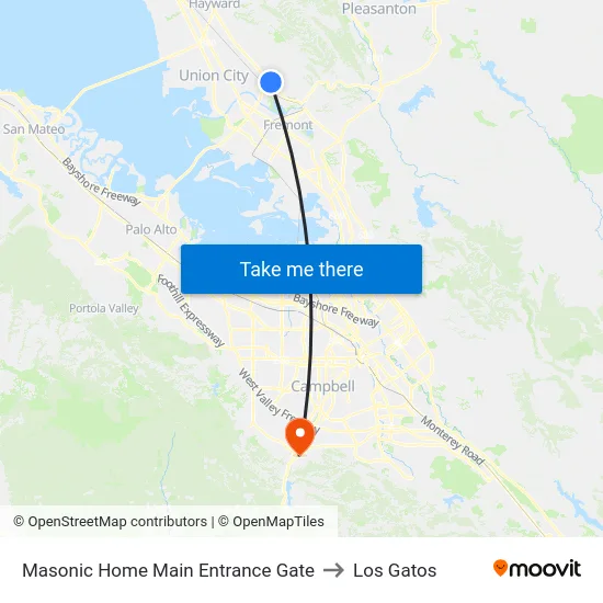 Masonic Home Main Entrance Gate to Los Gatos map
