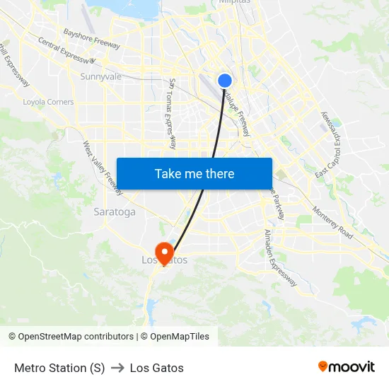 Metro Station (S) to Los Gatos map