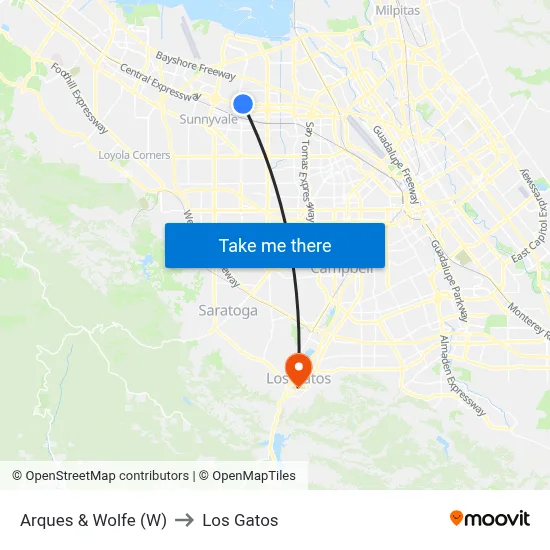 Arques & Wolfe (W) to Los Gatos map