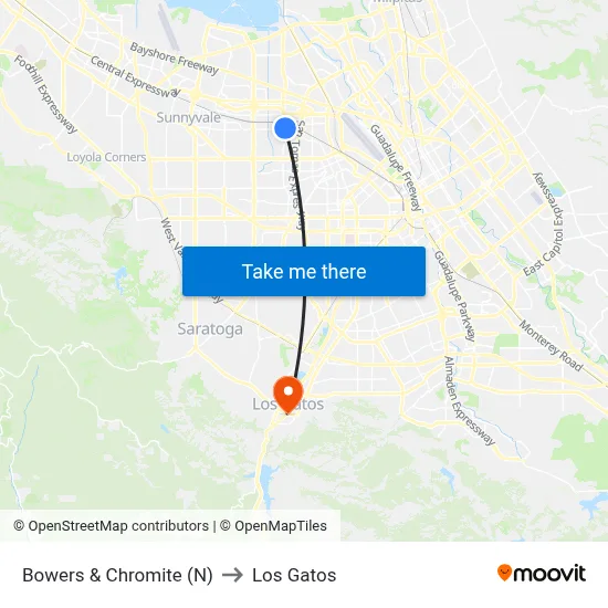 Bowers & Chromite (N) to Los Gatos map