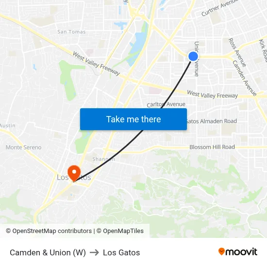Camden & Union (W) to Los Gatos map