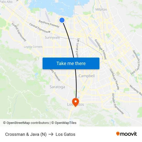 Crossman & Java (N) to Los Gatos map