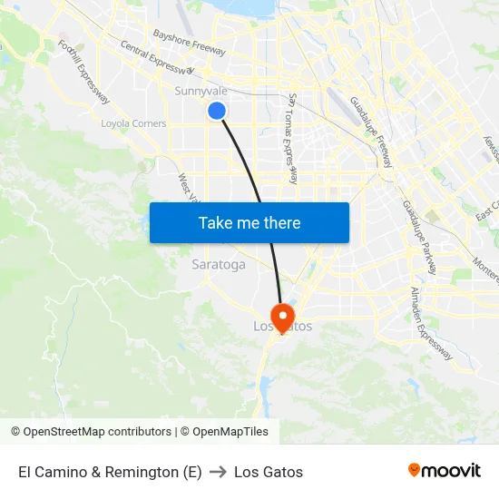 El Camino & Remington (E) to Los Gatos map