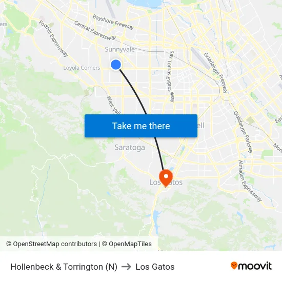 Hollenbeck & Torrington (N) to Los Gatos map