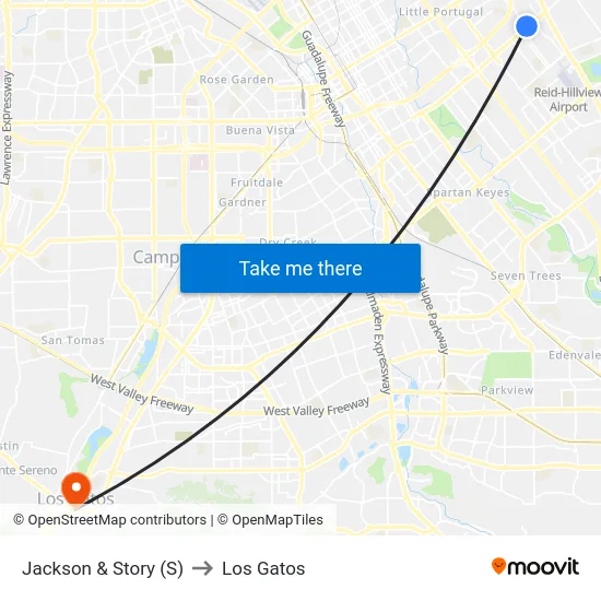 Jackson & Story (S) to Los Gatos map