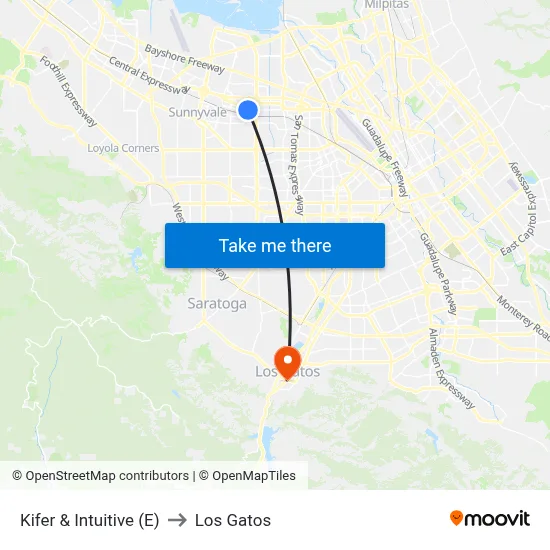 Kifer & Intuitive (E) to Los Gatos map