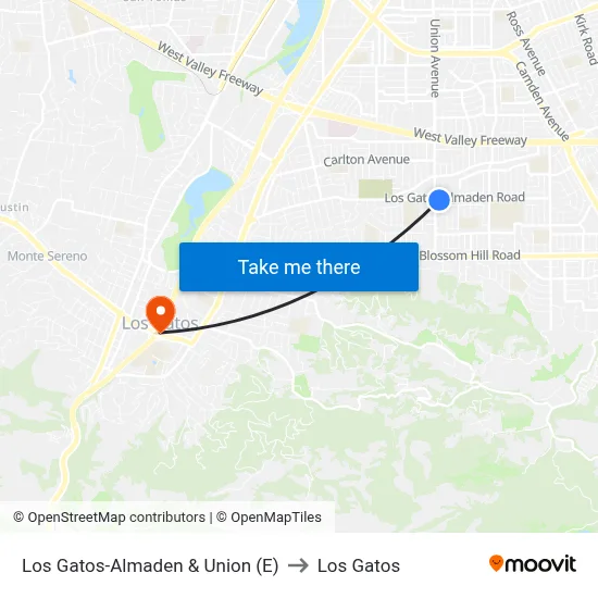 Los Gatos-Almaden & Union (E) to Los Gatos map