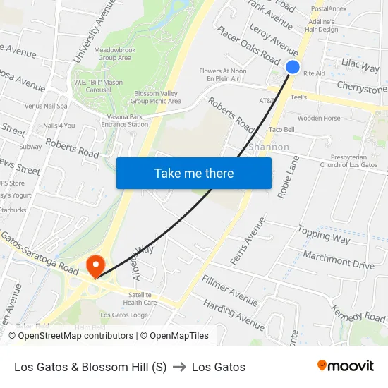 Los Gatos & Blossom Hill (S) to Los Gatos map