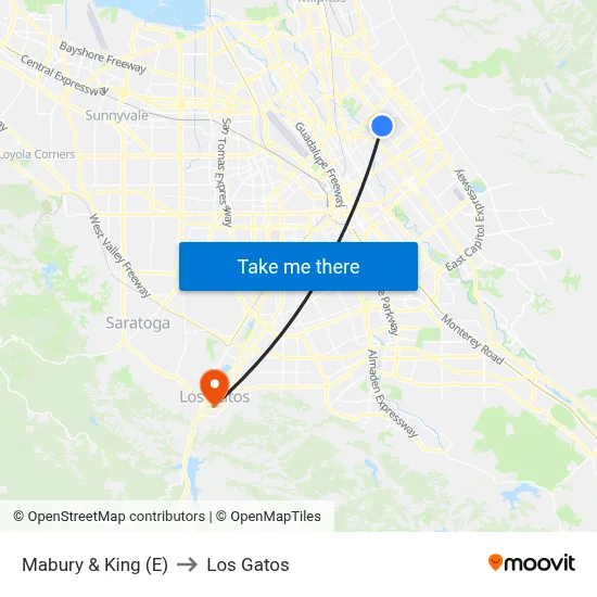 Mabury & King (E) to Los Gatos map