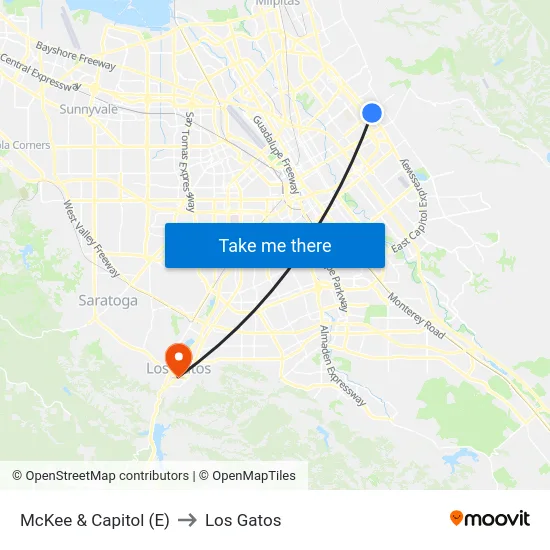 McKee & Capitol (E) to Los Gatos map