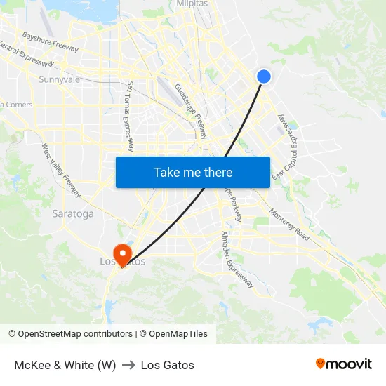 McKee & White (W) to Los Gatos map