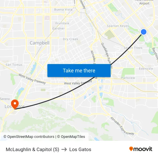 McLaughlin & Capitol (S) to Los Gatos map