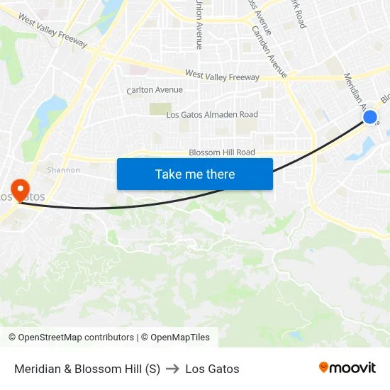 Meridian & Blossom Hill (S) to Los Gatos map