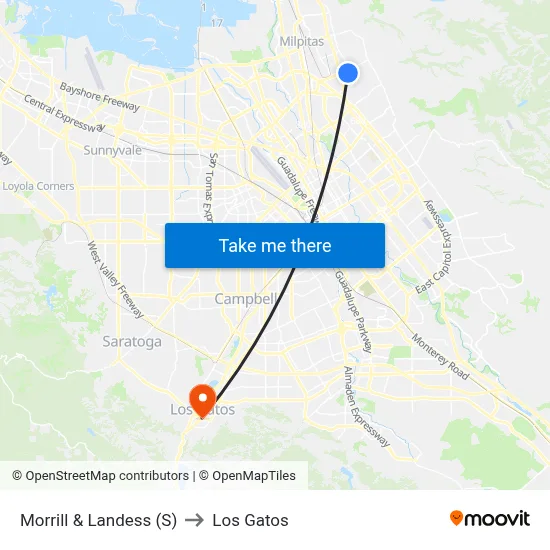 Morrill & Landess (S) to Los Gatos map