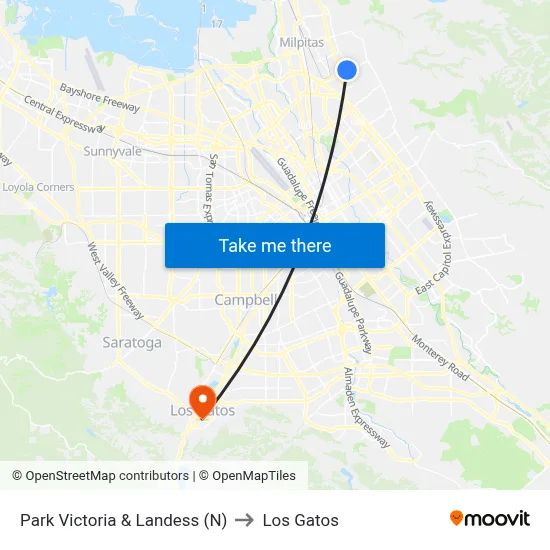 Park Victoria & Landess (N) to Los Gatos map