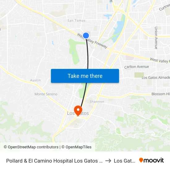 Pollard & El Camino Hospital Los Gatos (N) to Los Gatos map