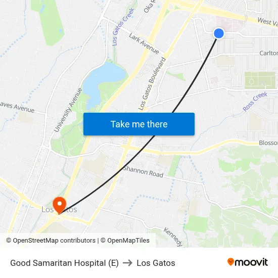 Good Samaritan Hospital (E) to Los Gatos map