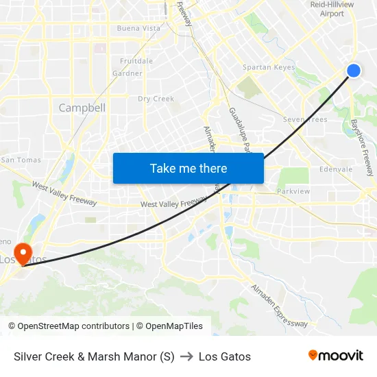Silver Creek & Marsh Manor (S) to Los Gatos map