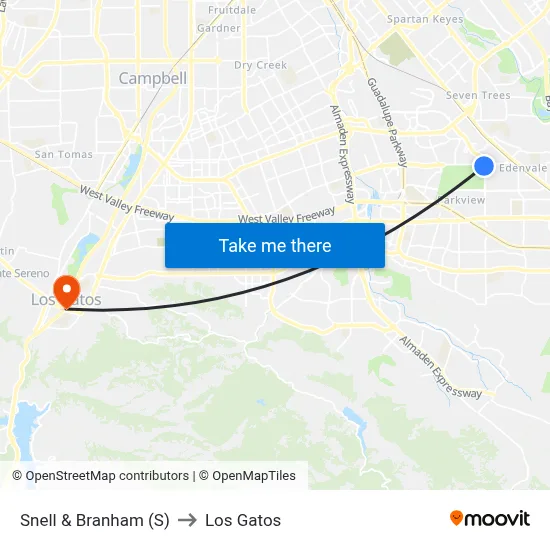 Snell & Branham (S) to Los Gatos map