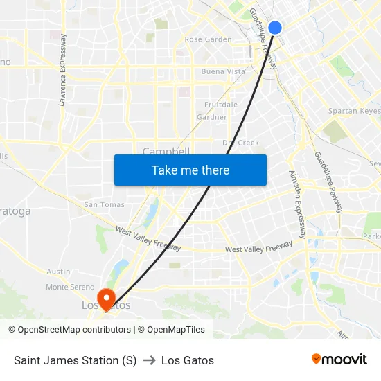 Saint James Station (S) to Los Gatos map