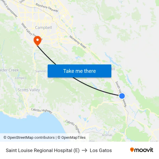 Saint Louise Regional Hospital (E) to Los Gatos map