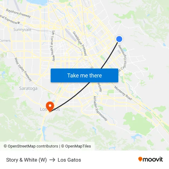 Story & White (W) to Los Gatos map