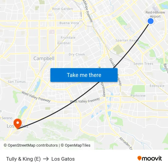 Tully & King (E) to Los Gatos map