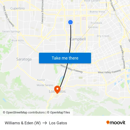 Williams & Eden (W) to Los Gatos map