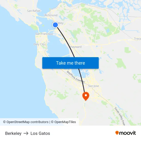 Berkeley to Los Gatos map