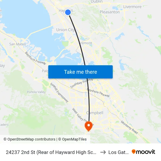 24237 2nd St (Rear of Hayward High School) to Los Gatos map
