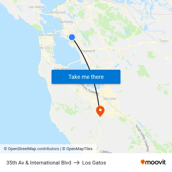 35th Av & International Blvd to Los Gatos map
