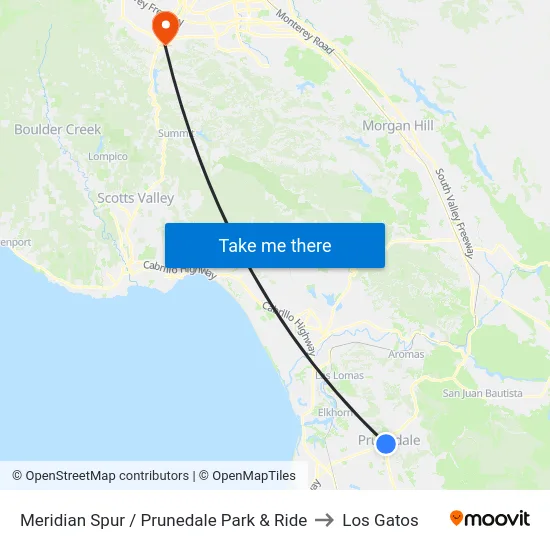 Meridian Spur / Prunedale Park & Ride to Los Gatos map